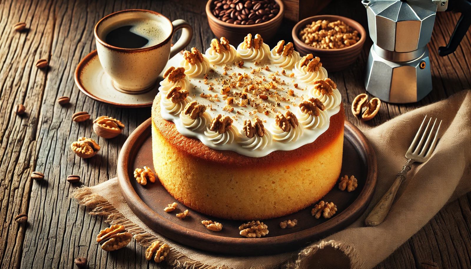 Кофейный пирог с орехами